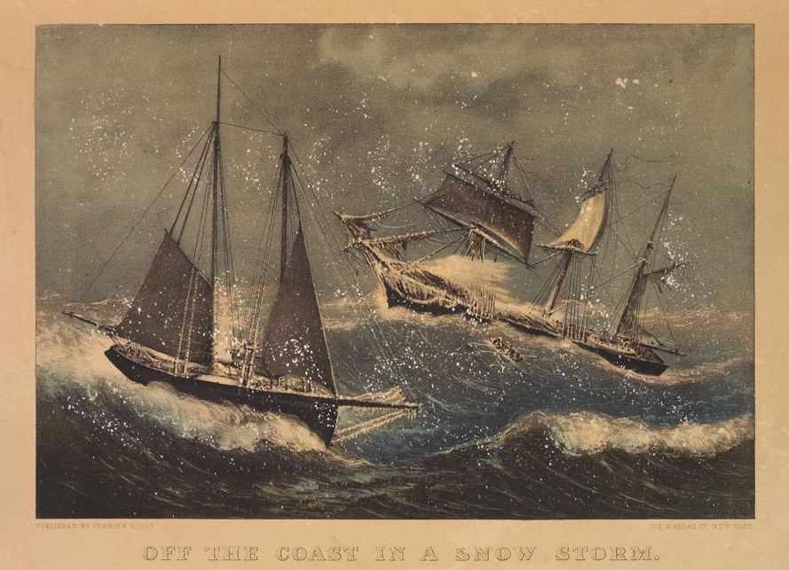 Off the Coast in a Snow Storm, Currier & Ives